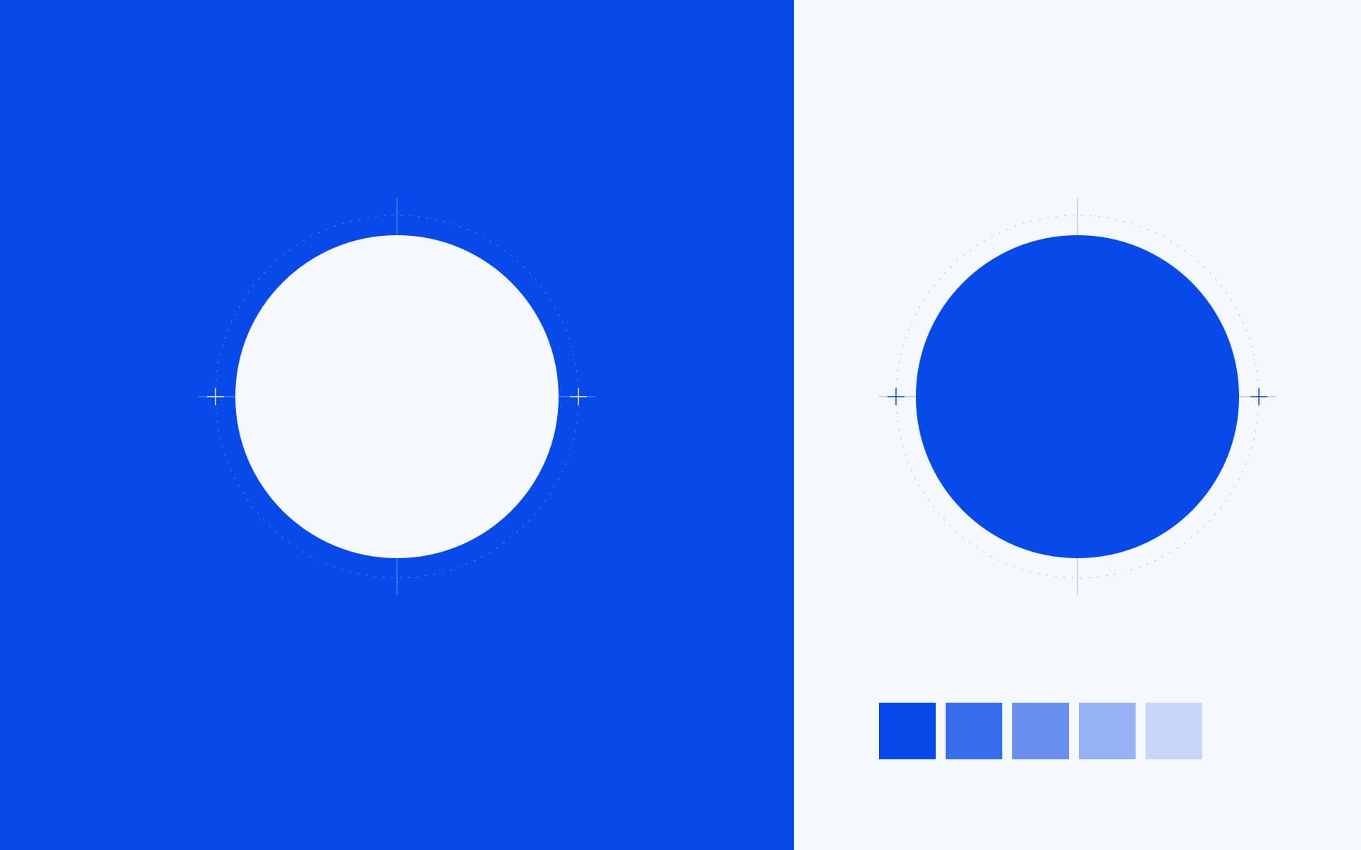 Phia Blue and Paper shown against each other, with a small sequence of derived tints