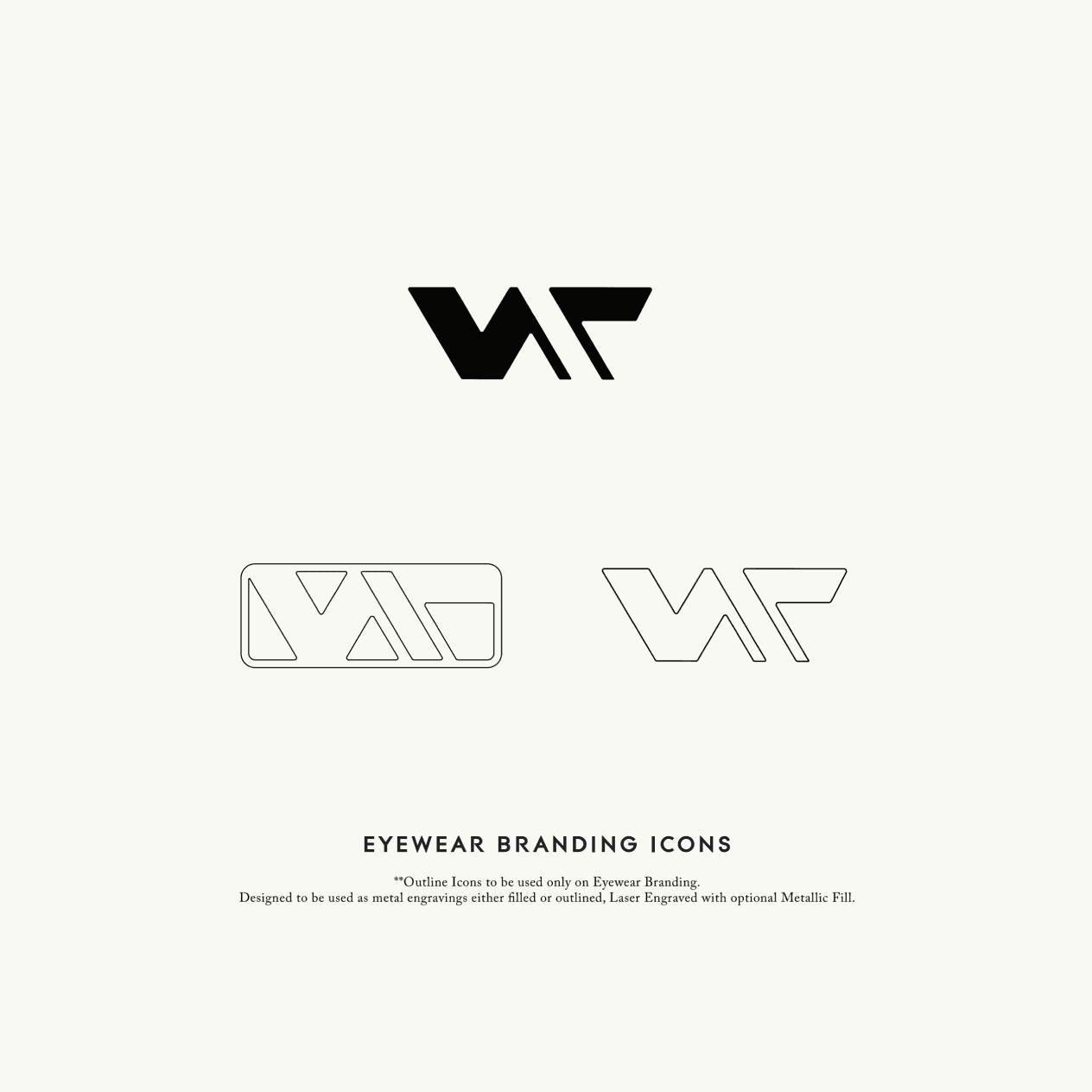 Eyewear branding icons — designed for metal engraving on the frames themselves